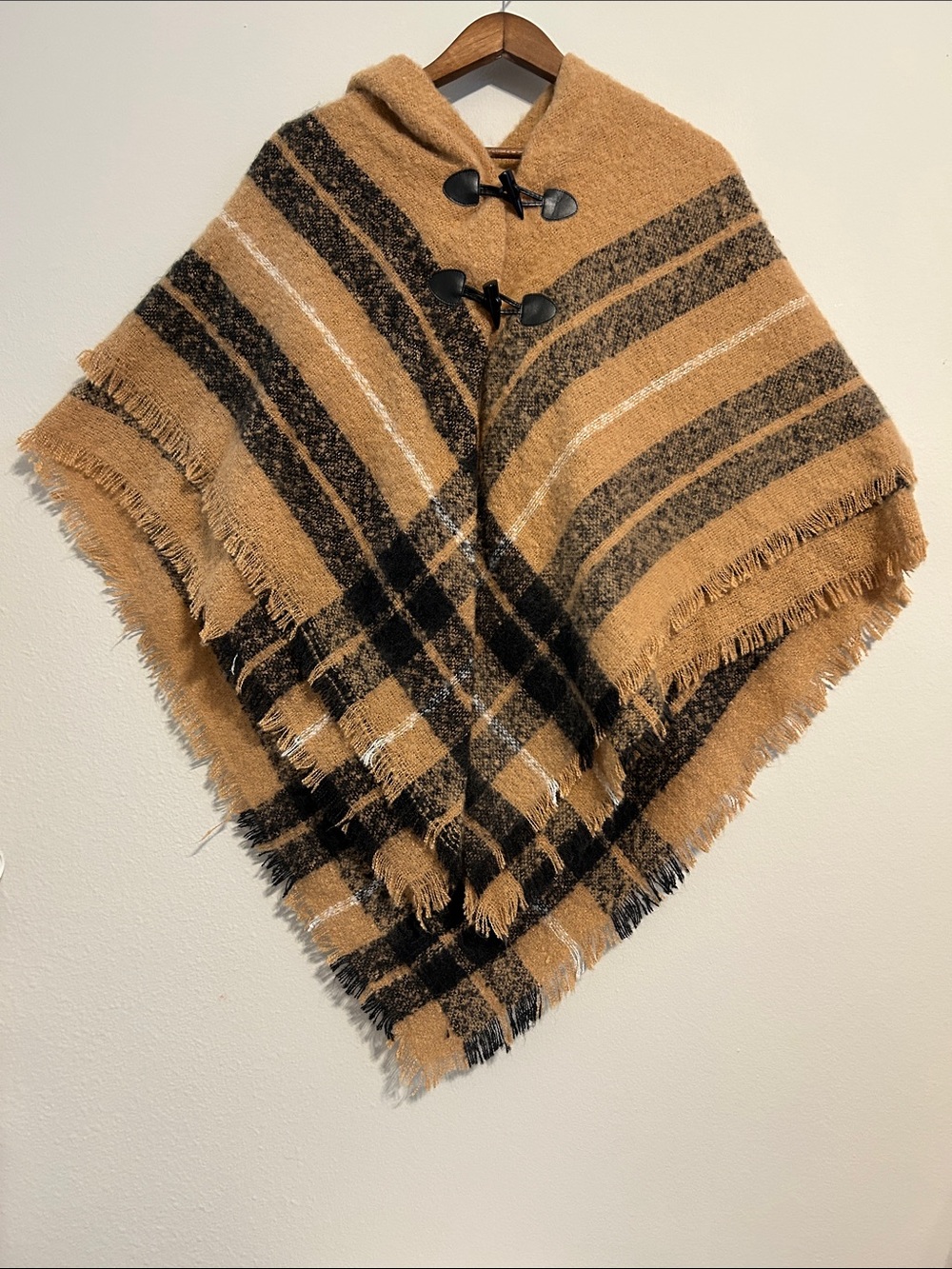 St. John’s Bay Plaid Toggle Hooded Poncho – One Size